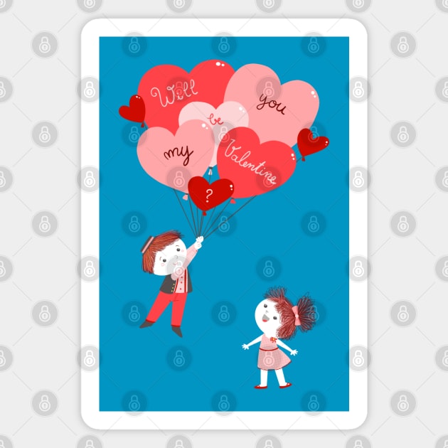 Will you be my valentine Magnet by Angela Sbandelli Illustration and Design